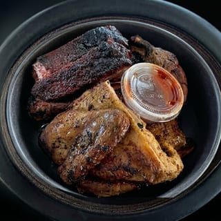 3 Meat Dinner: Ribs, Chicken & Hot Links Meat