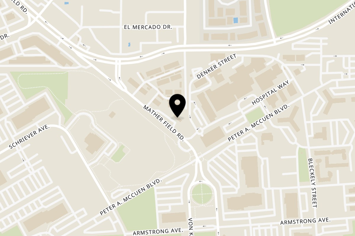 Map showing the location of Daddy O's Smokehouse on 3581 Mather Field Rd ste b store b in Rancho Cordova